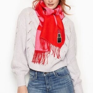 Victoria's Secret Red and Pink Scarf with Fringe